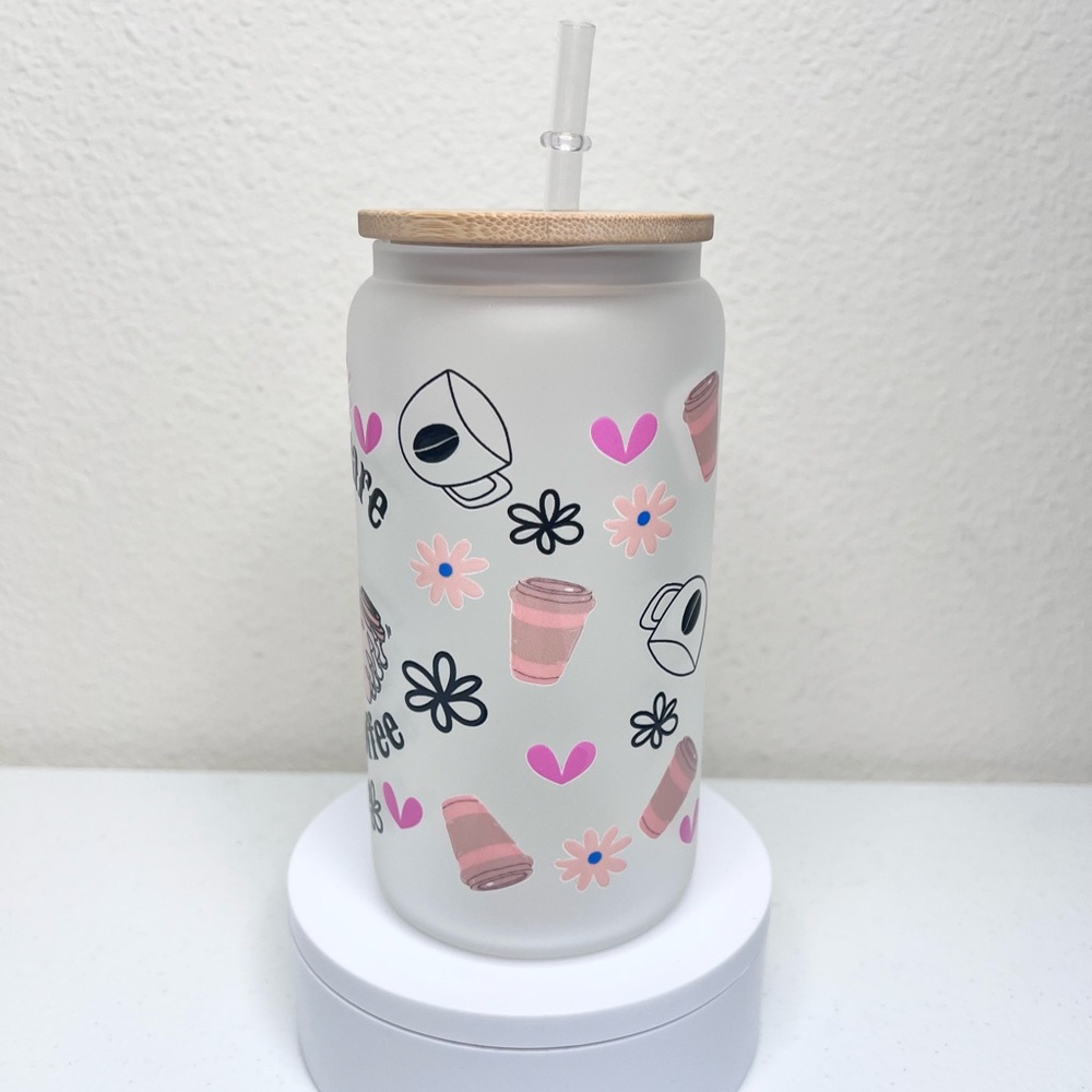 Nightmare Before Coffee Skeleton Handmade Libbey Glass Cup - Picture 3 of 5